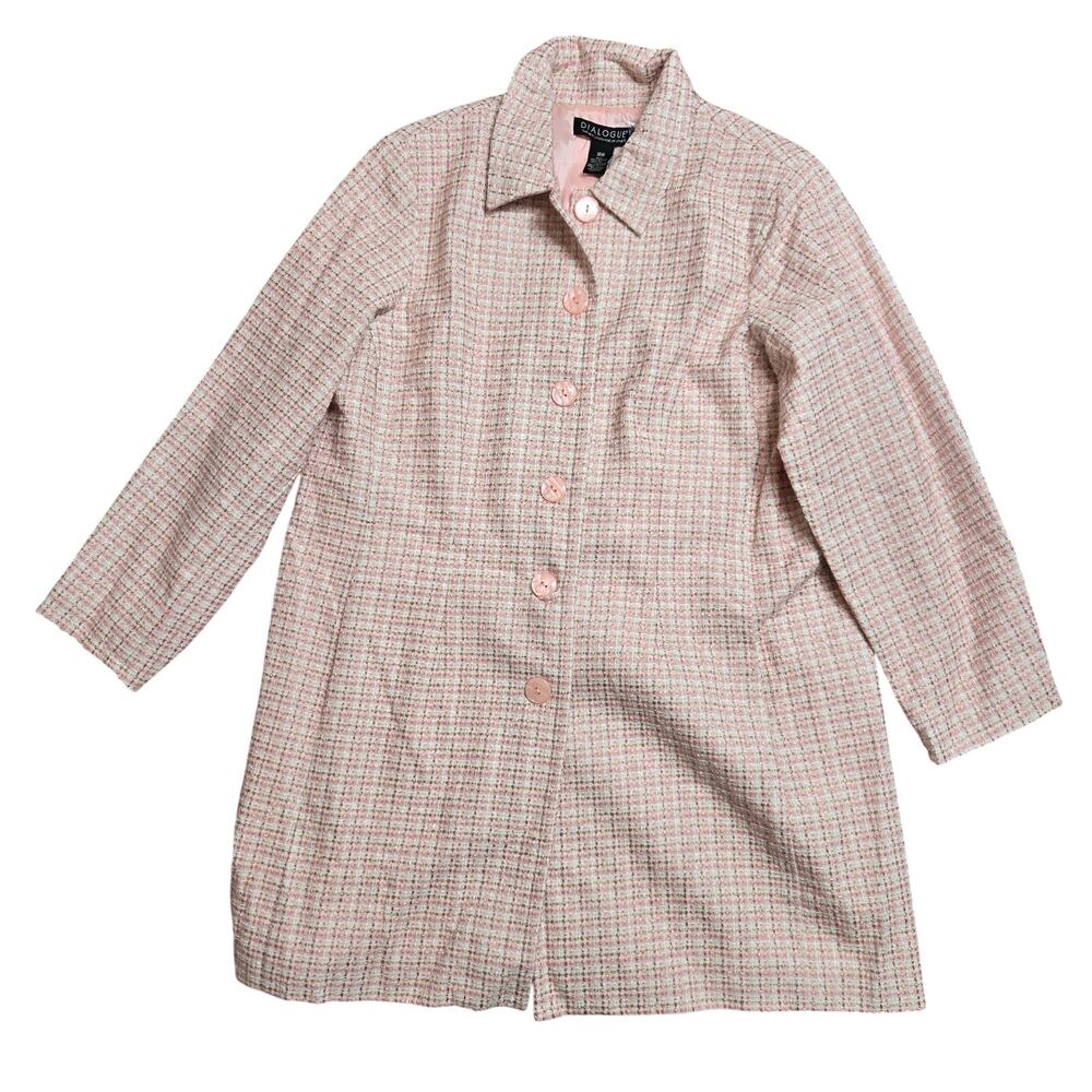 Dialogue Jacket Pink Tweed Collared Lined Coat Size 18W